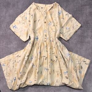 Vintage Manor House Floral Pastel Yellow Maxi Dress